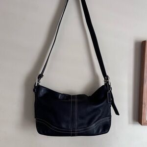 Coach Black Leather Y2K Slouchy Soho Hobo With Convertible Buckle Strap